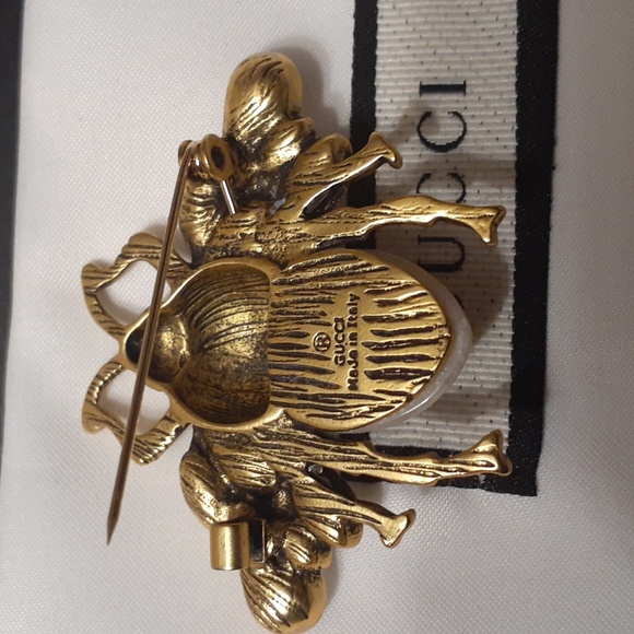 GUCCI VINTAGE SCARAB ZIRCON BROOCH RARE - Picture 4 of 6